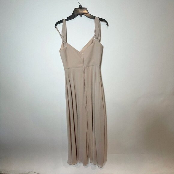 Birdy Grey Devin Convertible Chiffon Bridesmaid Dress Beige S Adjustable Straps - Picture 3 of 9